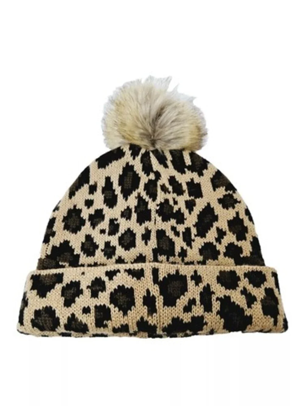 C.C Exclusive Kid's Leopard Beanie Warm Soft Pom Pom Hat EUC